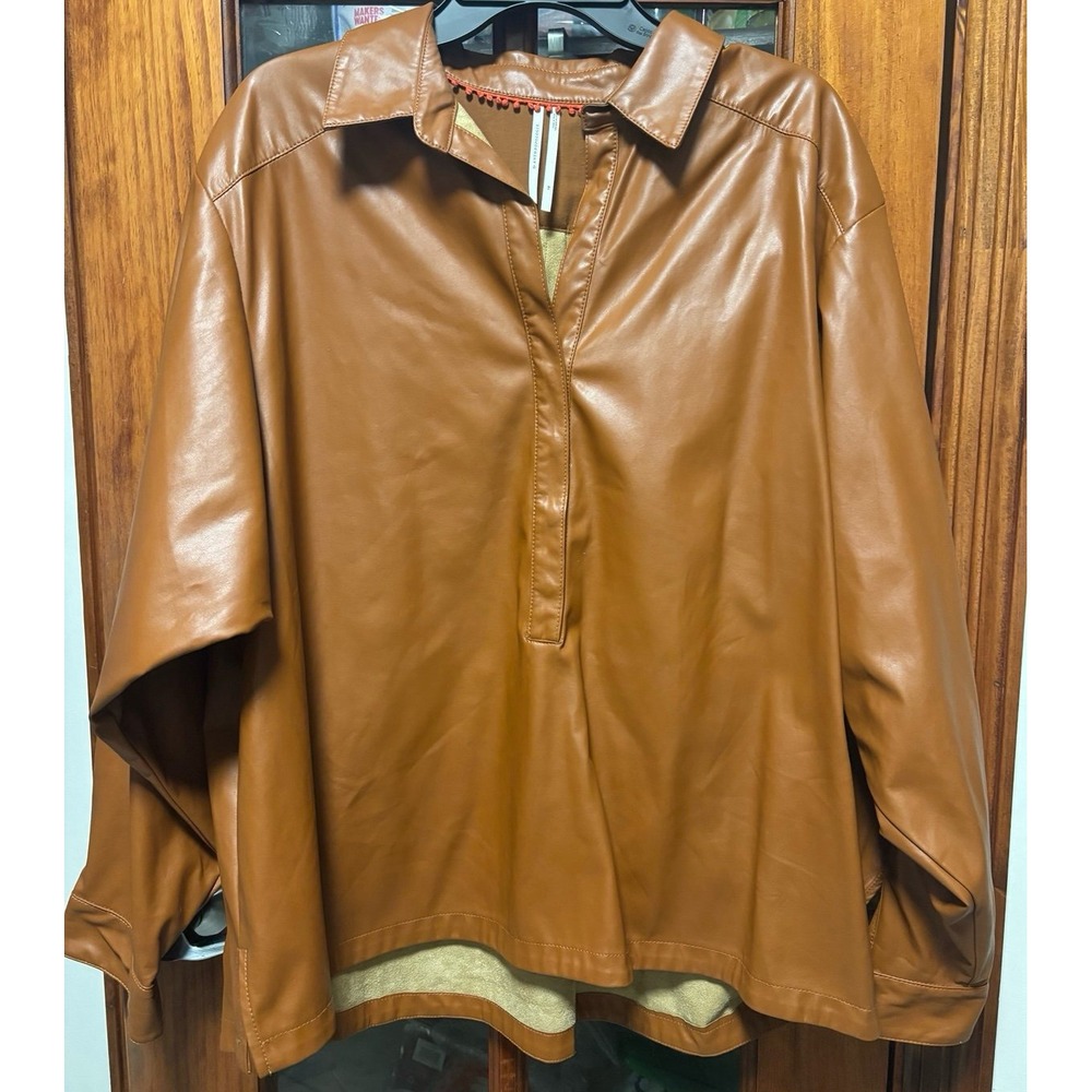 Anthropologie faux leather top‎ size 1x - Picture 2 of 11
